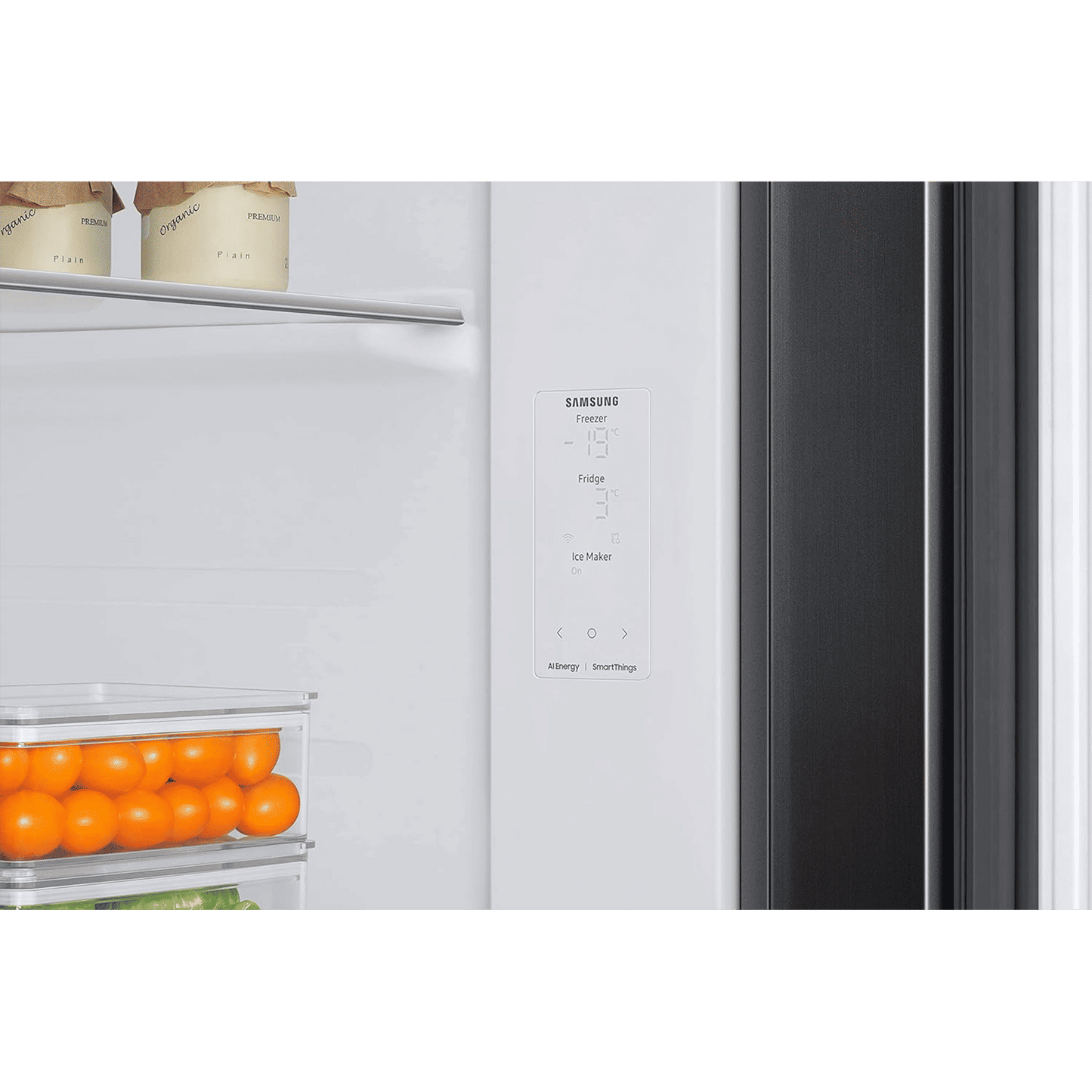 SAMSUNG 633 Litres 3 Star Frost Free Side by Side Door Smart Wi-Fi Enabled Refrigerator with Twin Cooling Plus (RS78CG8543B1HL, Black Matt)