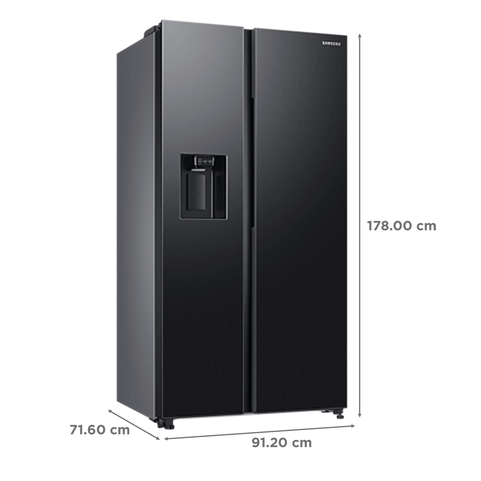 SAMSUNG 633 Litres 3 Star Frost Free Side by Side Door Smart Wi-Fi Enabled Refrigerator with Twin Cooling Plus (RS78CG8543B1HL, Black Matt)