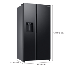 SAMSUNG 633 Litres 3 Star Frost Free Side by Side Door Smart Wi-Fi Enabled Refrigerator with Twin Cooling Plus (RS78CG8543B1HL, Black Matt)