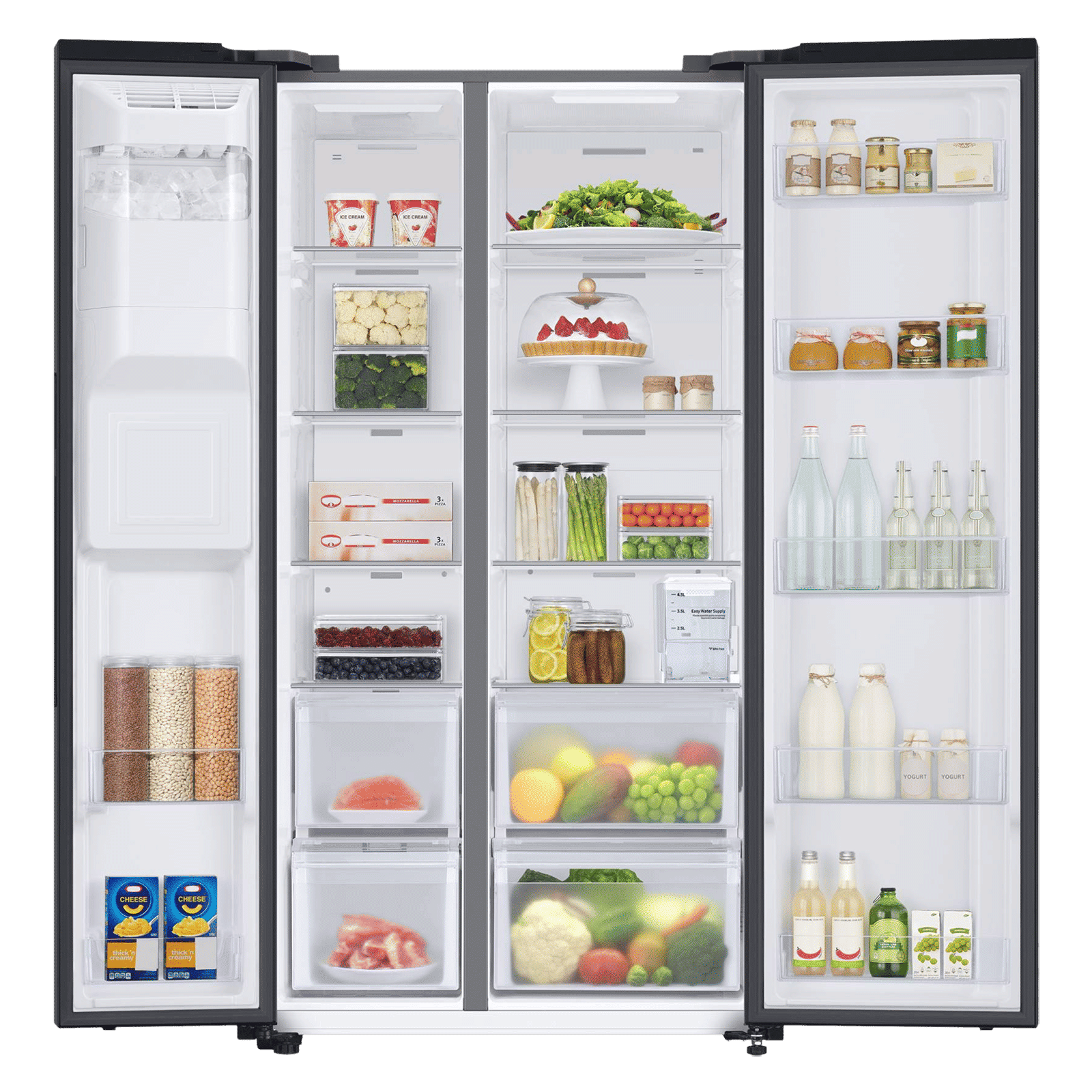 SAMSUNG 633 Litres 3 Star Frost Free Side by Side Door Smart Wi-Fi Enabled Refrigerator with Twin Cooling Plus (RS78CG8543B1HL, Black Matt)