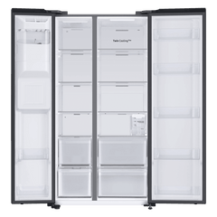 SAMSUNG 633 Litres 3 Star Frost Free Side by Side Door Smart Wi-Fi Enabled Refrigerator with Twin Cooling Plus (RS78CG8543B1HL, Black Matt)