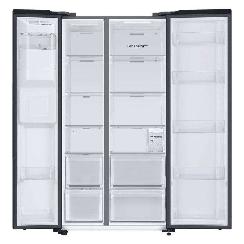 SAMSUNG 633 Litres 3 Star Frost Free Side by Side Door Smart Wi-Fi Enabled Refrigerator with Twin Cooling Plus (RS78CG8543B1HL, Black Matt)
