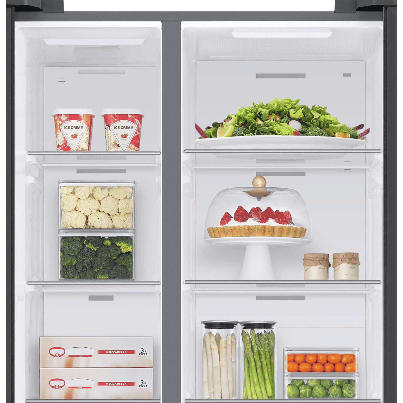 SAMSUNG 633 Litres 3 Star Frost Free Side by Side Door Smart Wi-Fi Enabled Refrigerator with Twin Cooling Plus (RS78CG8543B1HL, Black Matt)