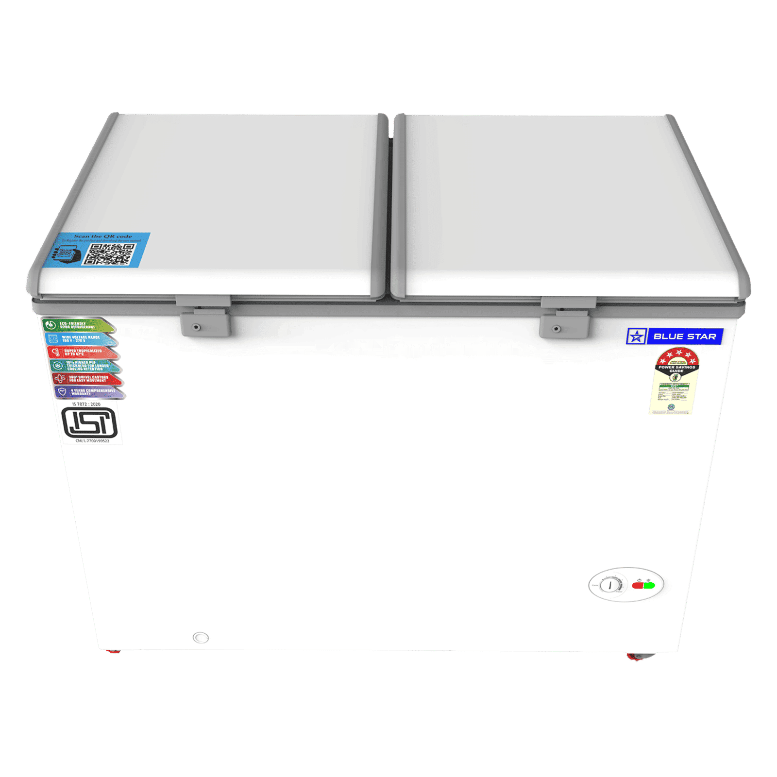 Blue Star 310 Litres 5 Star Double Door Deep Freezer (Stabilizer Free Operation, CF5330NEYW, White)