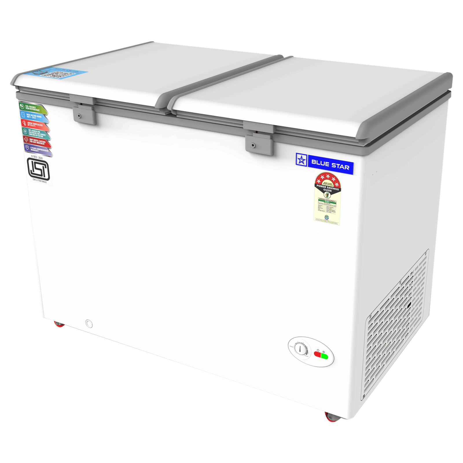 Blue Star 310 Litres 5 Star Double Door Deep Freezer (Stabilizer Free Operation, CF5330NEYW, White)