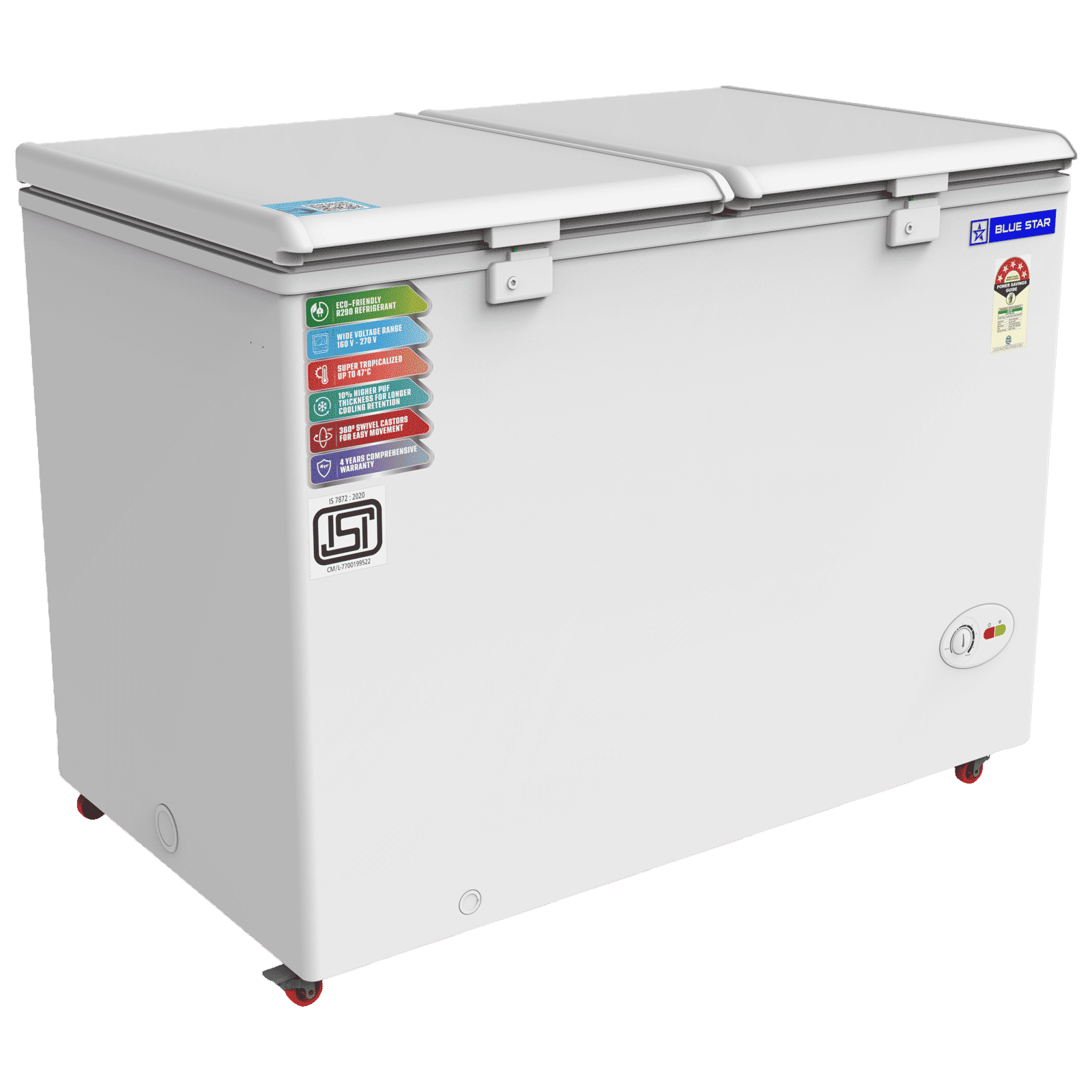 Blue Star 350 Litres 5 Star Double Door Deep Freezer (Stabilizer Free Operation, CF5-396NEYW , White)