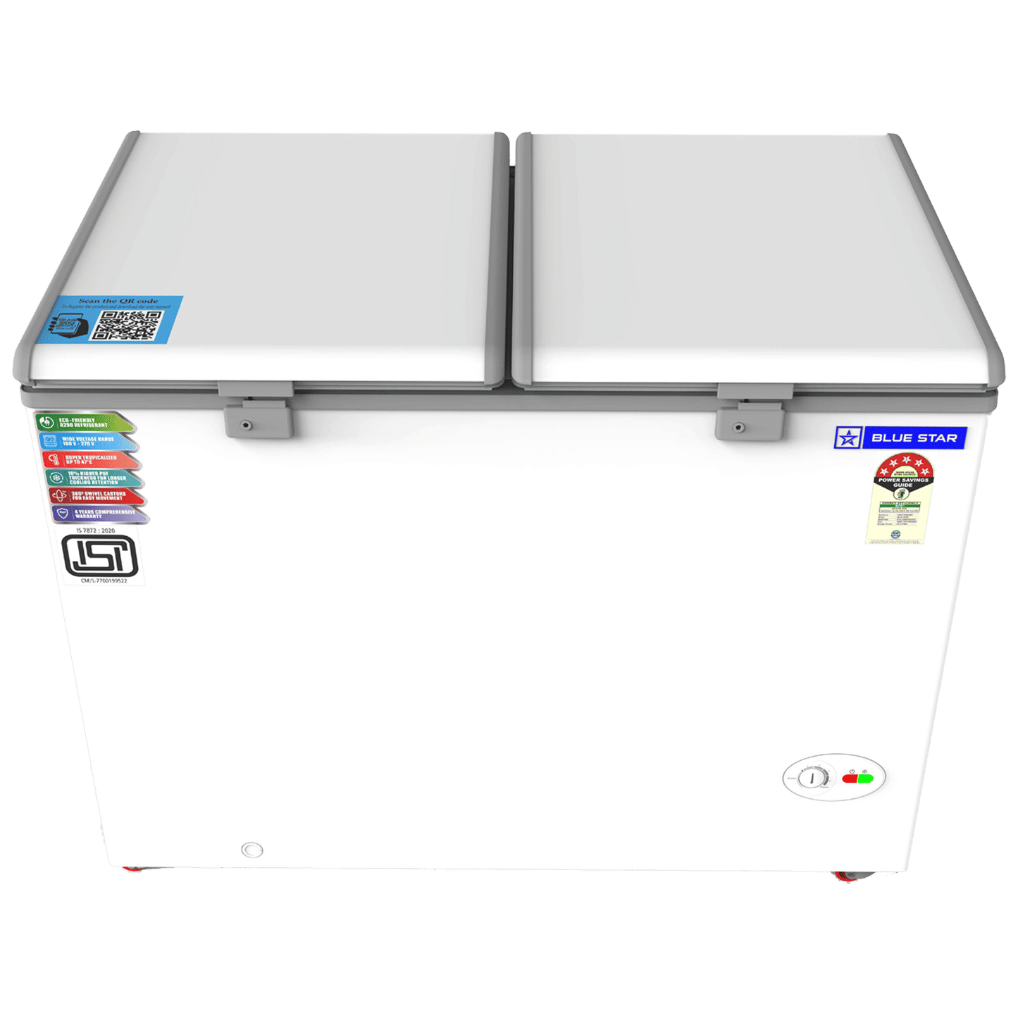 Blue Star 350 Litres 5 Star Double Door Deep Freezer (Stabilizer Free Operation, CF5-396NEYW , White)