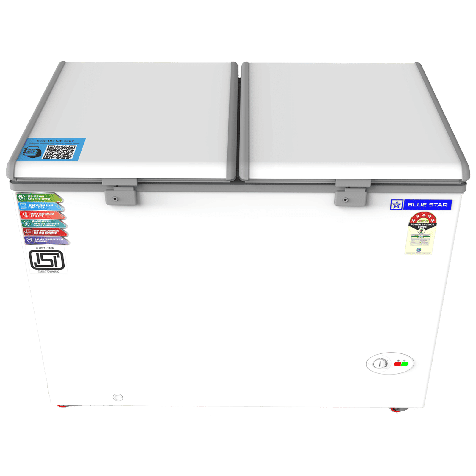 Blue Star 400 Litres 5 Star Double Door Deep Freezer (Stabilizer Free Operation, CF5460NEYW, White)