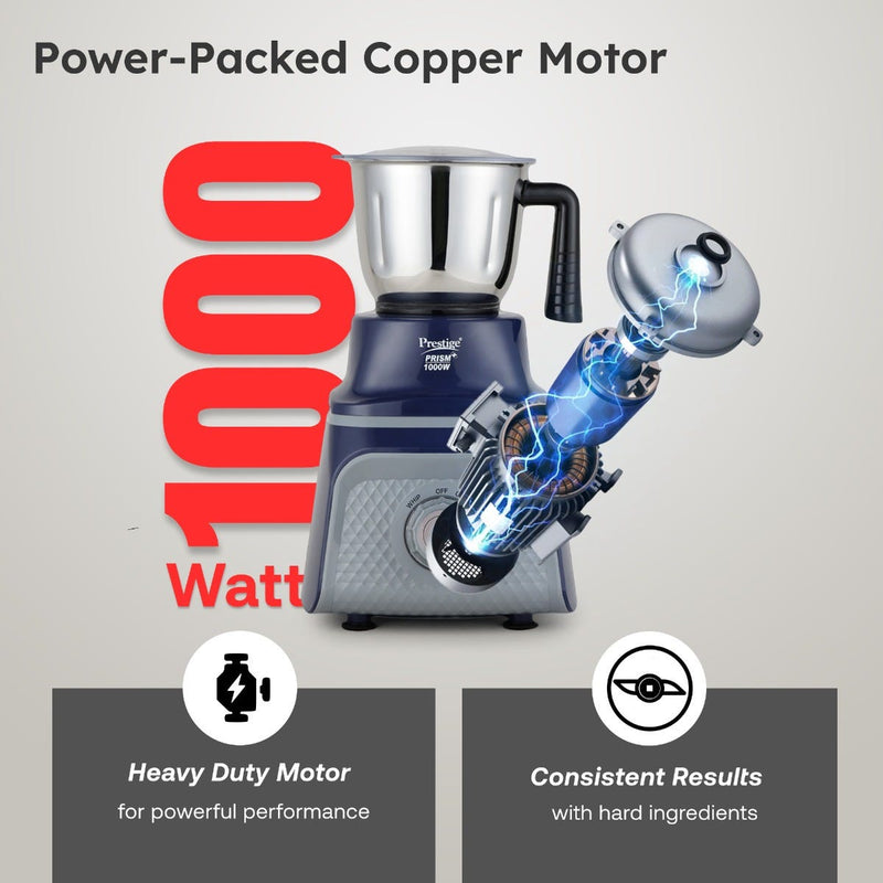 Prestige Prism Plus 1000W Mixer Grinder with 3 Stainless Steel Jars – 1.5L Wet Jar, 1.0L Dry Jar, 450ml Chutney Jar | 4-Speed Heavy Duty Motor, Prestige 1.5L PMC 3.0 Plus Multi Kettle / Multi Cooker