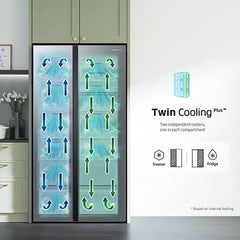 SAMSUNG 653 Litres 3 Star Frost Free Side by Side Refrigerator with Twin Cooling Plus Technology (RS76CG8003S9HL, Refined Inox)