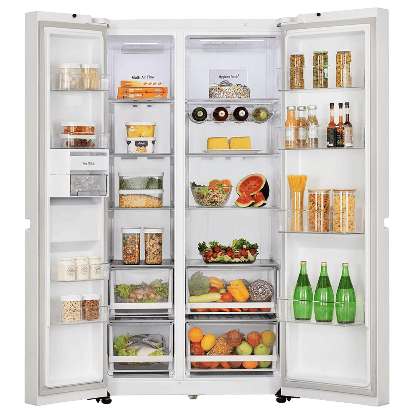 LG 650 Litres 3 Star Frost Free Side by Side Refrigerator with Smart Inverter Compressor (GLB257DLW3, Linen White)