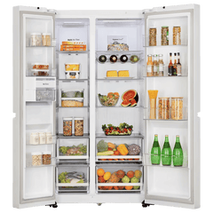 LG 650 Litres 3 Star Frost Free Side by Side Refrigerator with Smart Inverter Compressor (GLB257DLW3, Linen White)