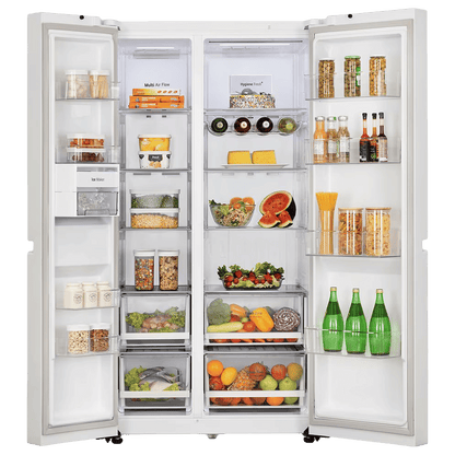LG 650 Litres 3 Star Frost Free Side by Side Refrigerator with Smart Inverter Compressor (GLB257DLW3, Linen White)