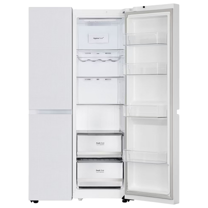 LG 650 Litres 3 Star Frost Free Side by Side Refrigerator with Smart Inverter Compressor (GLB257DLW3, Linen White)