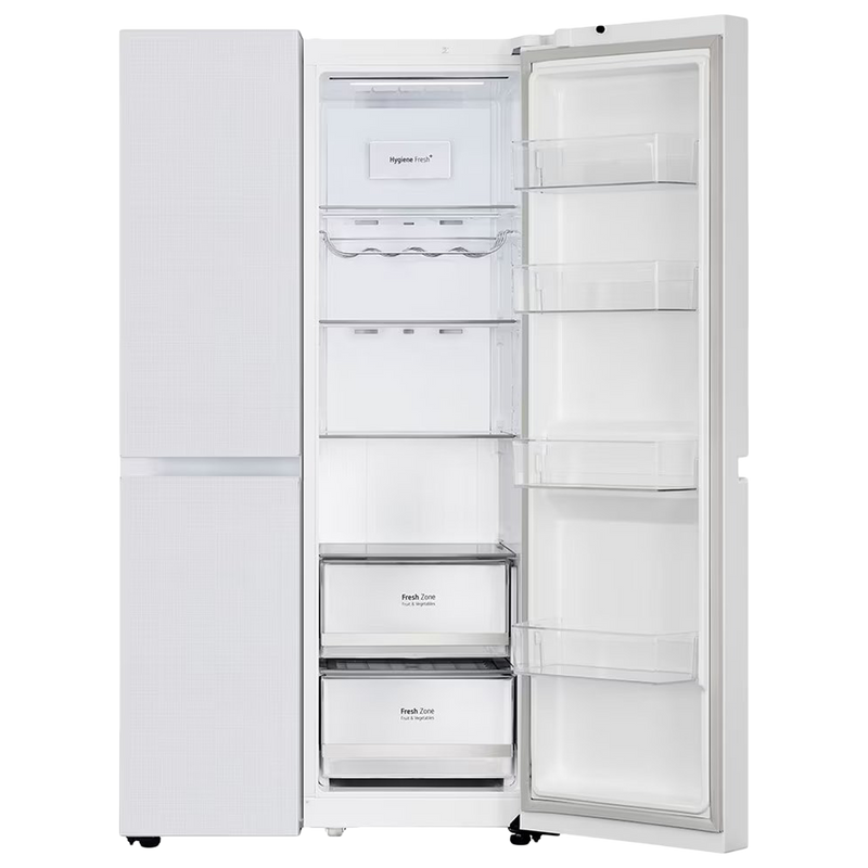 LG 650 Litres 3 Star Frost Free Side by Side Refrigerator with Smart Inverter Compressor (GLB257DLW3, Linen White)
