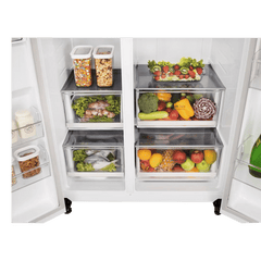 LG 650 Litres 3 Star Frost Free Side by Side Refrigerator with Smart Inverter Compressor (GLB257DLW3, Linen White)