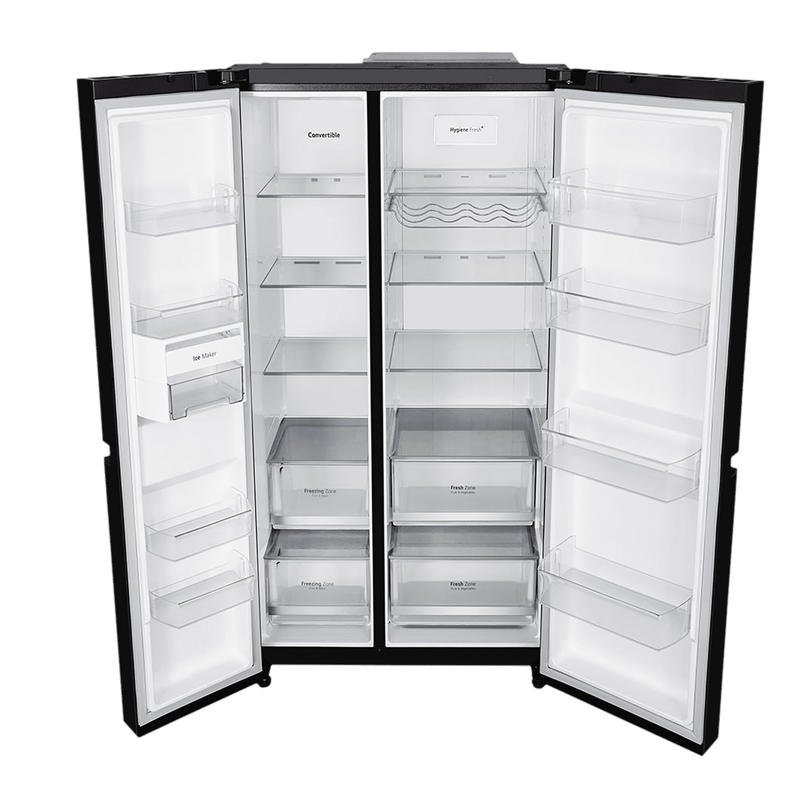 LG 650 Litres 3 Star Frost Free Side by Side Refrigerator with Smart Inverter Compressor (GLB257DBM3, Black Mirror)