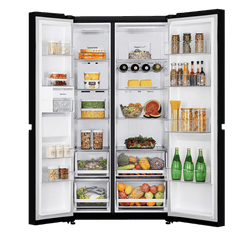 LG 650 Litres 3 Star Frost Free Side by Side Refrigerator with Smart Inverter Compressor (GLB257DBM3, Black Mirror)