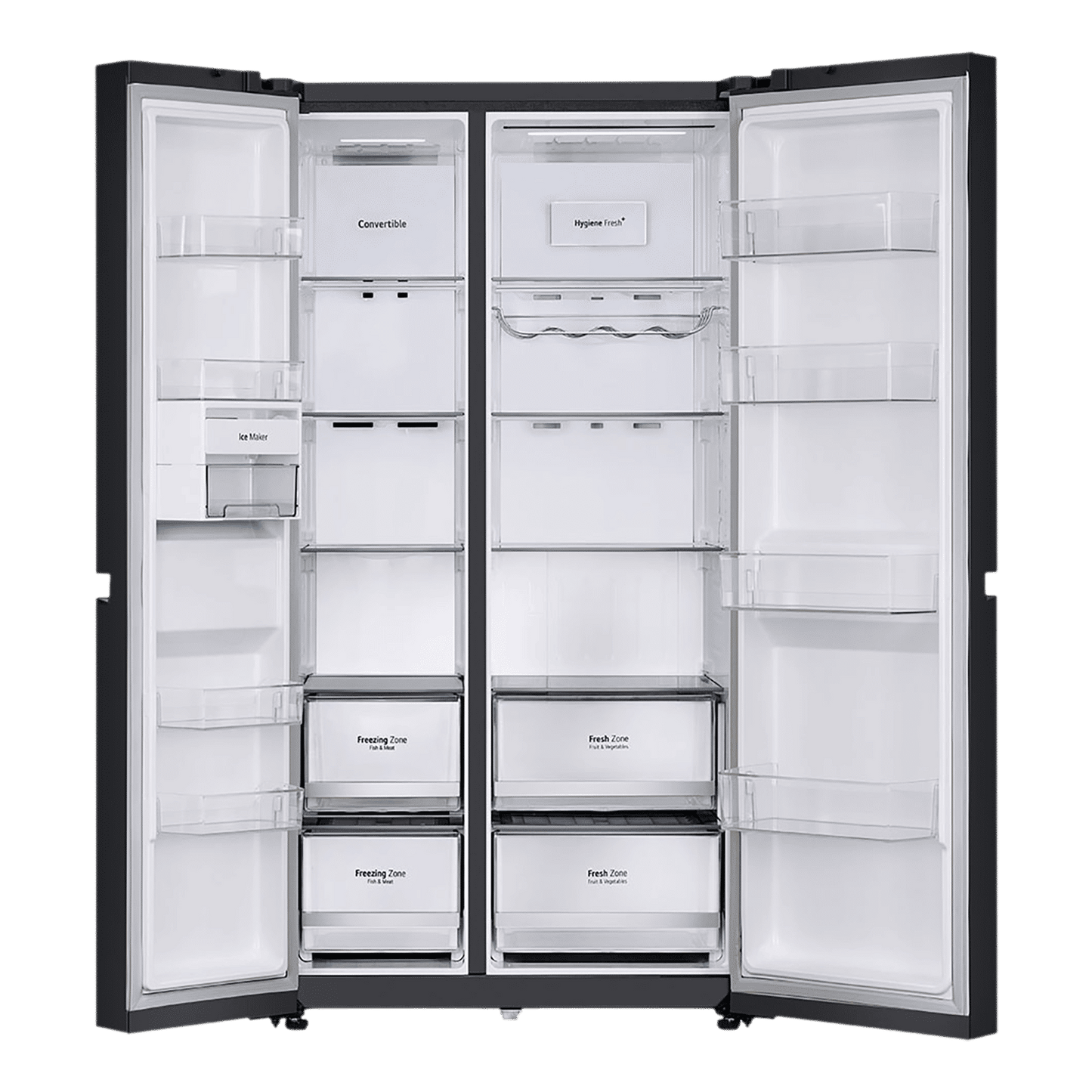 LG 650 Litres 3 Star Frost Free Side by Side Refrigerator with Smart Inverter Compressor (GLB257DBM3, Black Mirror)