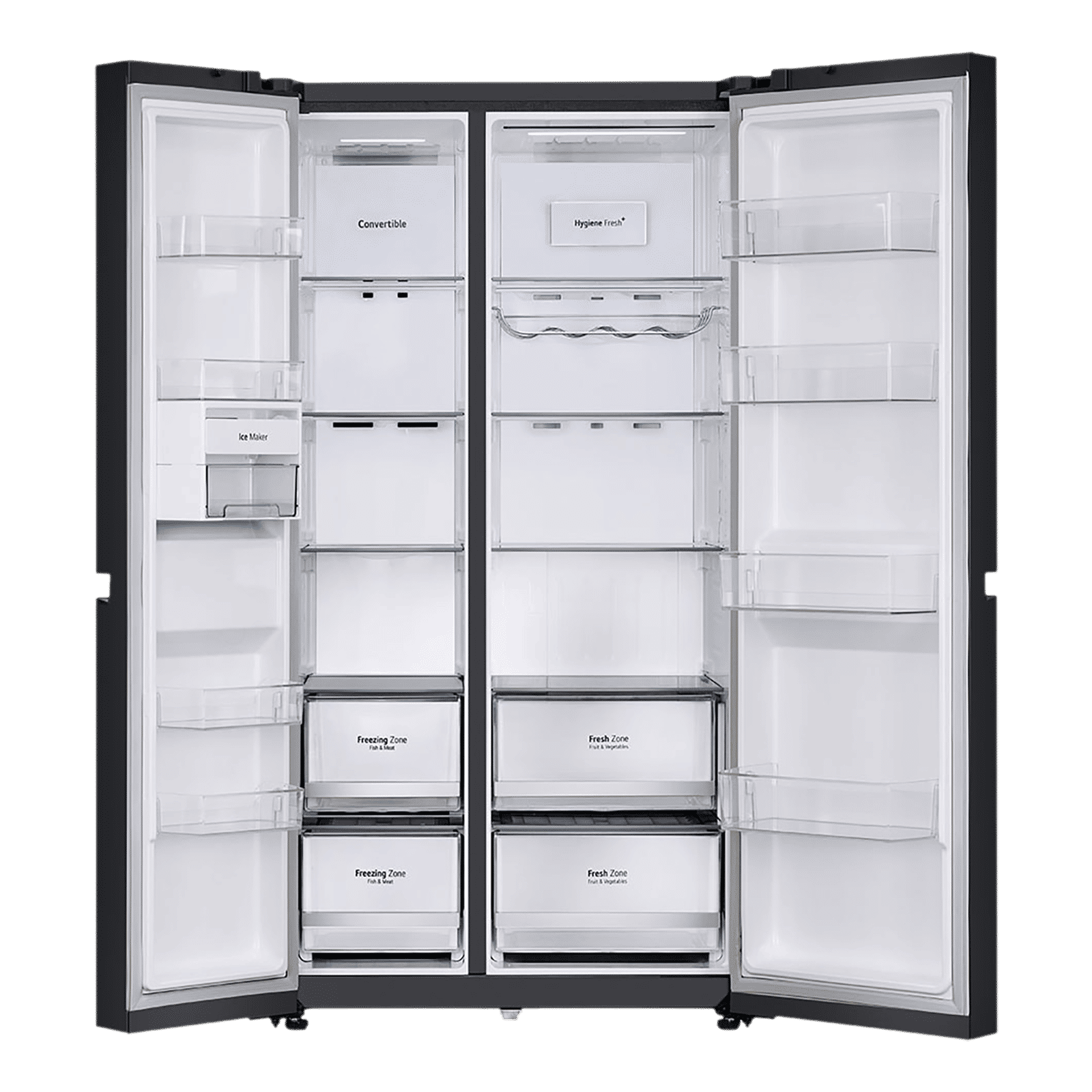 LG 650 Litres 3 Star Frost Free Side by Side Refrigerator with Smart Inverter Compressor (GLB257DBM3, Black Mirror)