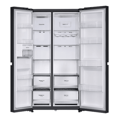 LG 650 Litres 3 Star Frost Free Side by Side Refrigerator with Smart Inverter Compressor (GLB257DBM3, Black Mirror)