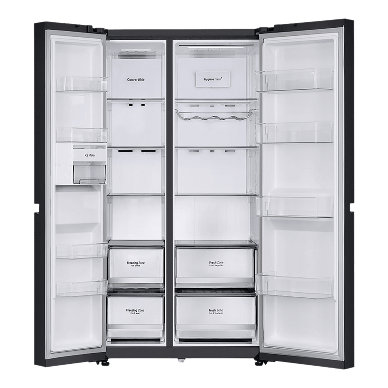 LG 650 Litres 3 Star Frost Free Side by Side Refrigerator with Smart Inverter Compressor (GLB257DBM3, Black Mirror)