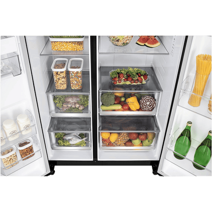 LG 650 Litres 3 Star Frost Free Side by Side Refrigerator with Smart Inverter Compressor (GLB257DBM3, Black Mirror)