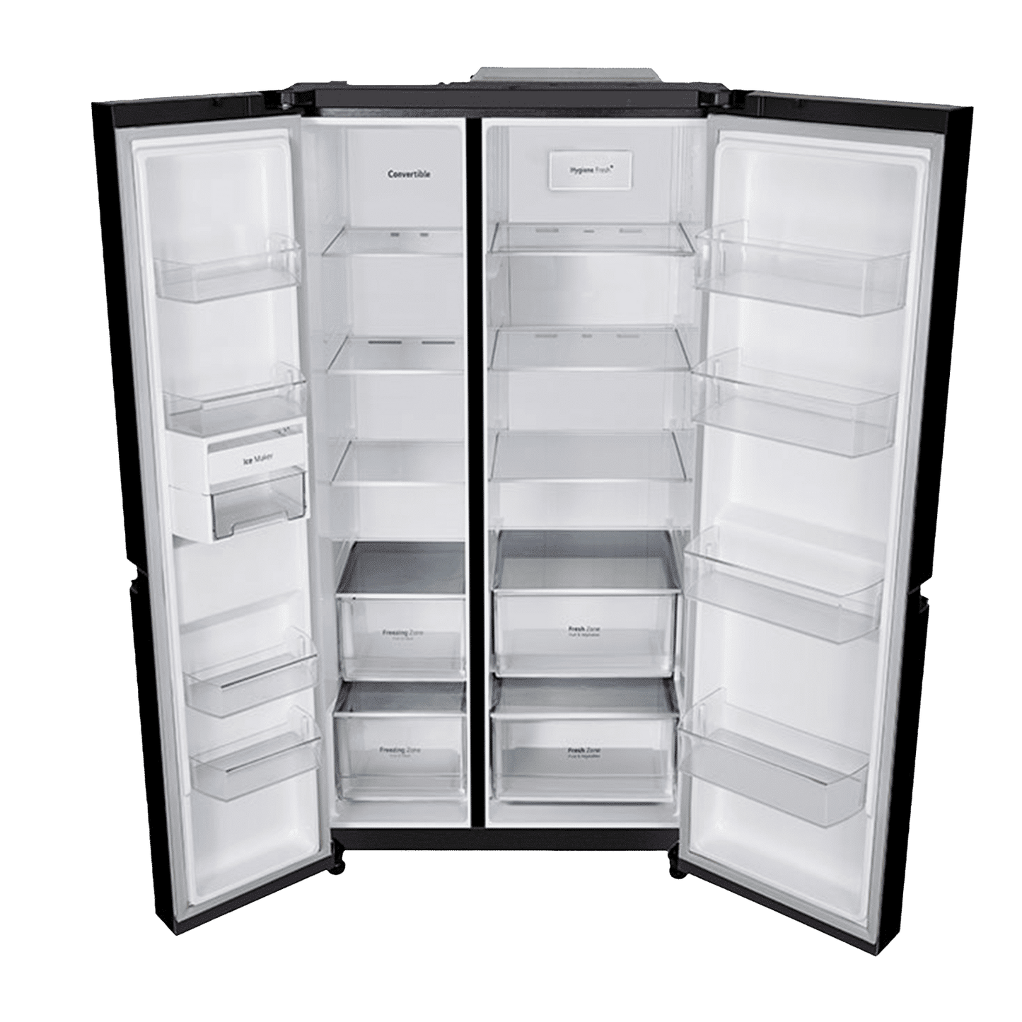 LG 650 Litres 3 Star Frost Free Side by Side Refrigerator with Door Cooling Plus Technology (GLB257EES3, Ebony Sheen)