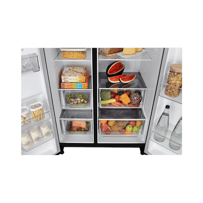 LG 650 Litres 3 Star Frost Free Side by Side Refrigerator with Door Cooling Plus Technology (GLB257EES3, Ebony Sheen)