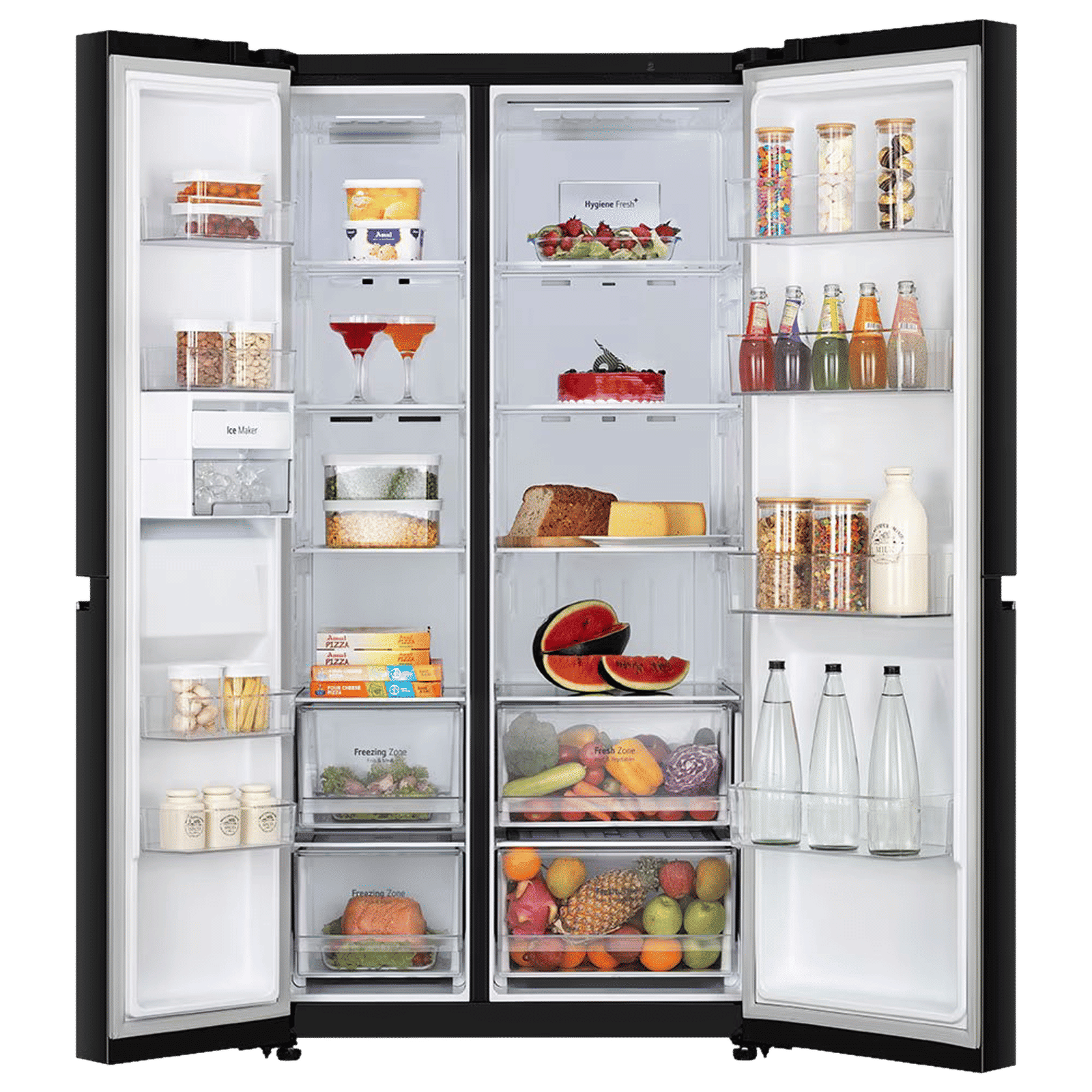 LG 650 Litres 3 Star Frost Free Side by Side Refrigerator with Door Cooling Plus Technology (GLB257EES3, Ebony Sheen)