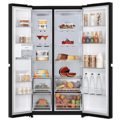 LG 650 Litres 3 Star Frost Free Side by Side Refrigerator with Door Cooling Plus Technology (GLB257EES3, Ebony Sheen)