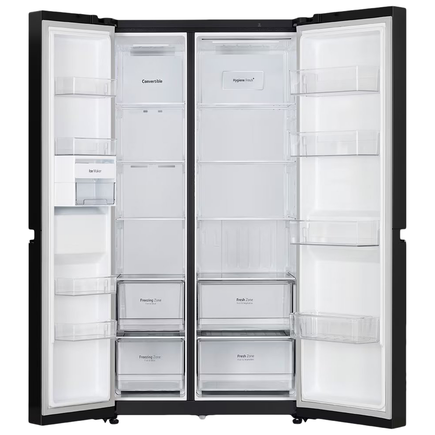 LG 650 Litres 3 Star Frost Free Side by Side Refrigerator with Door Cooling Plus Technology (GLB257EES3, Ebony Sheen)