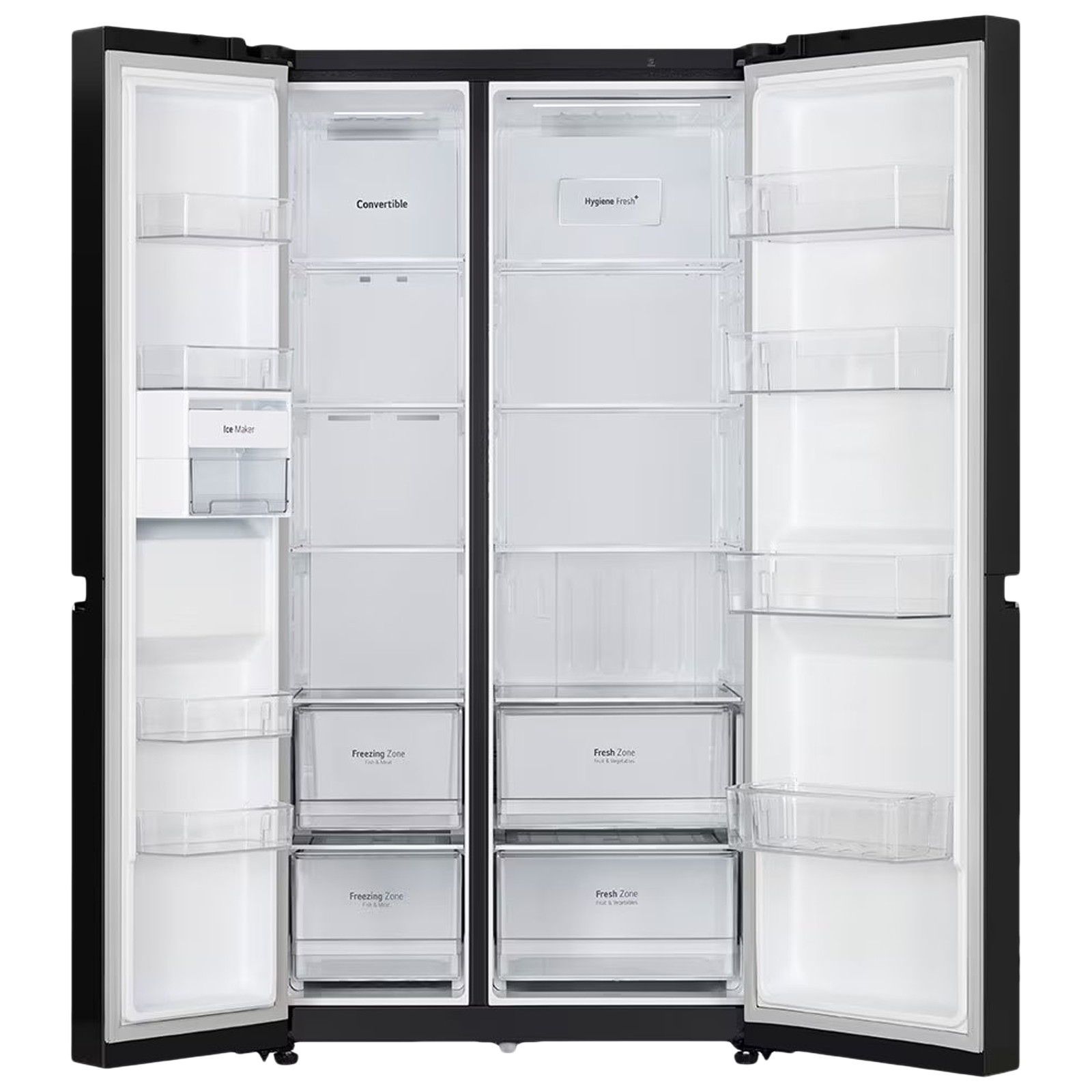 LG 650 Litres 3 Star Frost Free Side by Side Refrigerator with Door Cooling Plus Technology (GLB257EES3, Ebony Sheen)