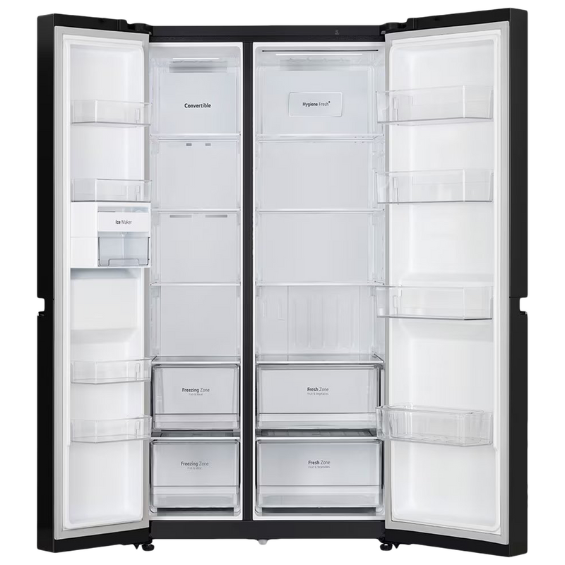 LG 650 Litres 3 Star Frost Free Side by Side Refrigerator with Door Cooling Plus Technology (GLB257EES3, Ebony Sheen)