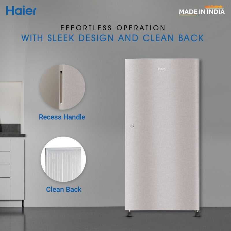 Haier 215 Litres 3 Star Direct Cool Single Door Refrigerator with Stabilizer Free Operation (HED223TSP, Inox Steel)