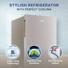 Haier 215 Litres 3 Star Direct Cool Single Door Refrigerator with Stabilizer Free Operation (HED223TSP, Inox Steel)