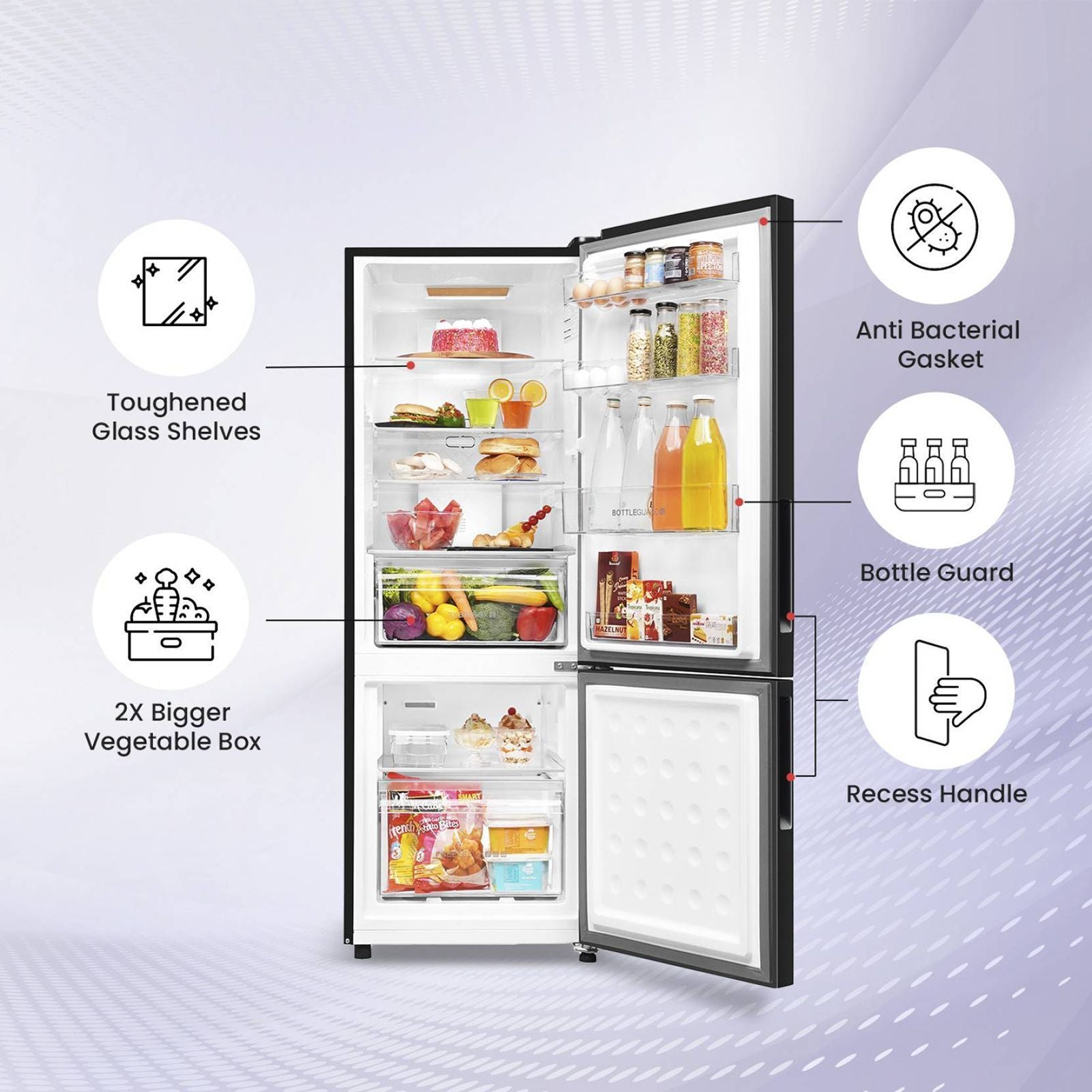 Haier 237 Litres 3 Star Frost Free Double Door Bottom Mount Convertible Refrigerator with Twin Inverter Technology (HEB243GBP, Black)