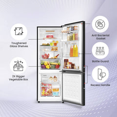 Haier 237 Litres 3 Star Frost Free Double Door Bottom Mount Convertible Refrigerator with Twin Inverter Technology (HEB243GBP, Black)