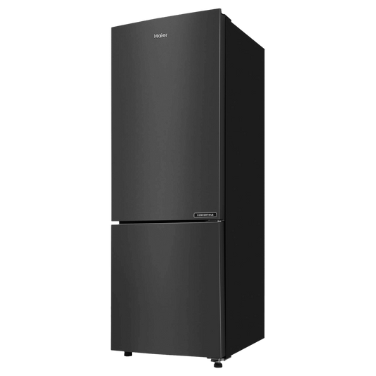 Haier 237 Litres 3 Star Frost Free Double Door Bottom Mount Convertible Refrigerator with Twin Inverter Technology (HEB243GBP, Black)