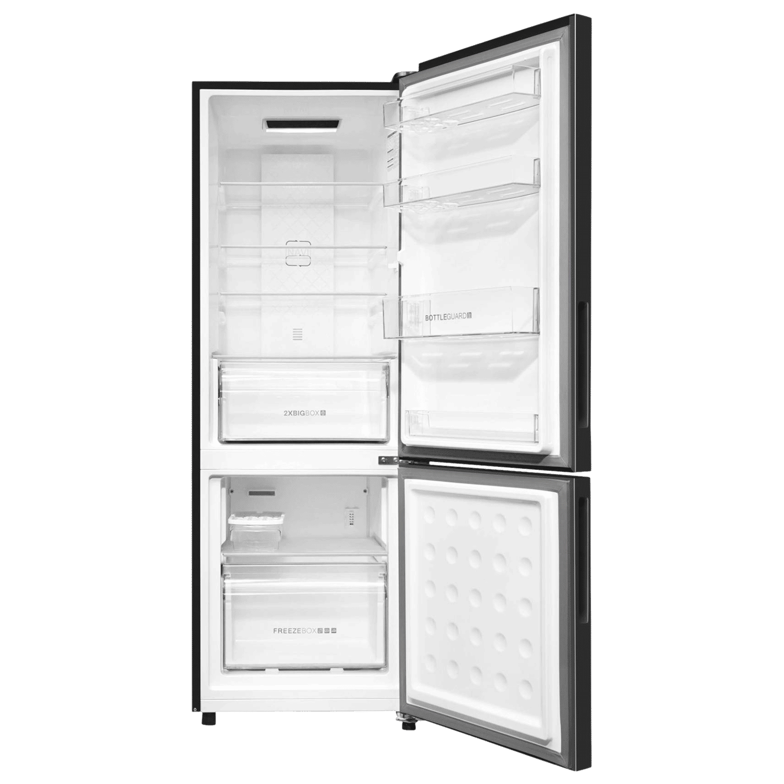 Haier 237 Litres 3 Star Frost Free Double Door Bottom Mount Convertible Refrigerator with Twin Inverter Technology (HEB243GBP, Black)