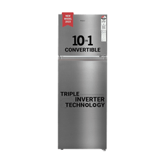 Haier 328 Litres 3 Star Frost Free Double Door Refrigerator with Fan Motor Technology (HEF333TSP, Inox Steel)
