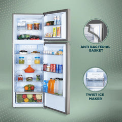 Haier 328 Litres 3 Star Frost Free Double Door Refrigerator with Fan Motor Technology (HEF333TSP, Inox Steel)