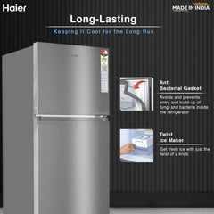 Haier 328 Litres 3 Star Frost Free Double Door Refrigerator with Fan Motor Technology (HEF333TSP, Inox Steel)