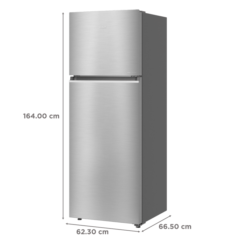 Haier 328 Litres 3 Star Frost Free Double Door Refrigerator with Fan Motor Technology (HEF333TSP, Inox Steel)