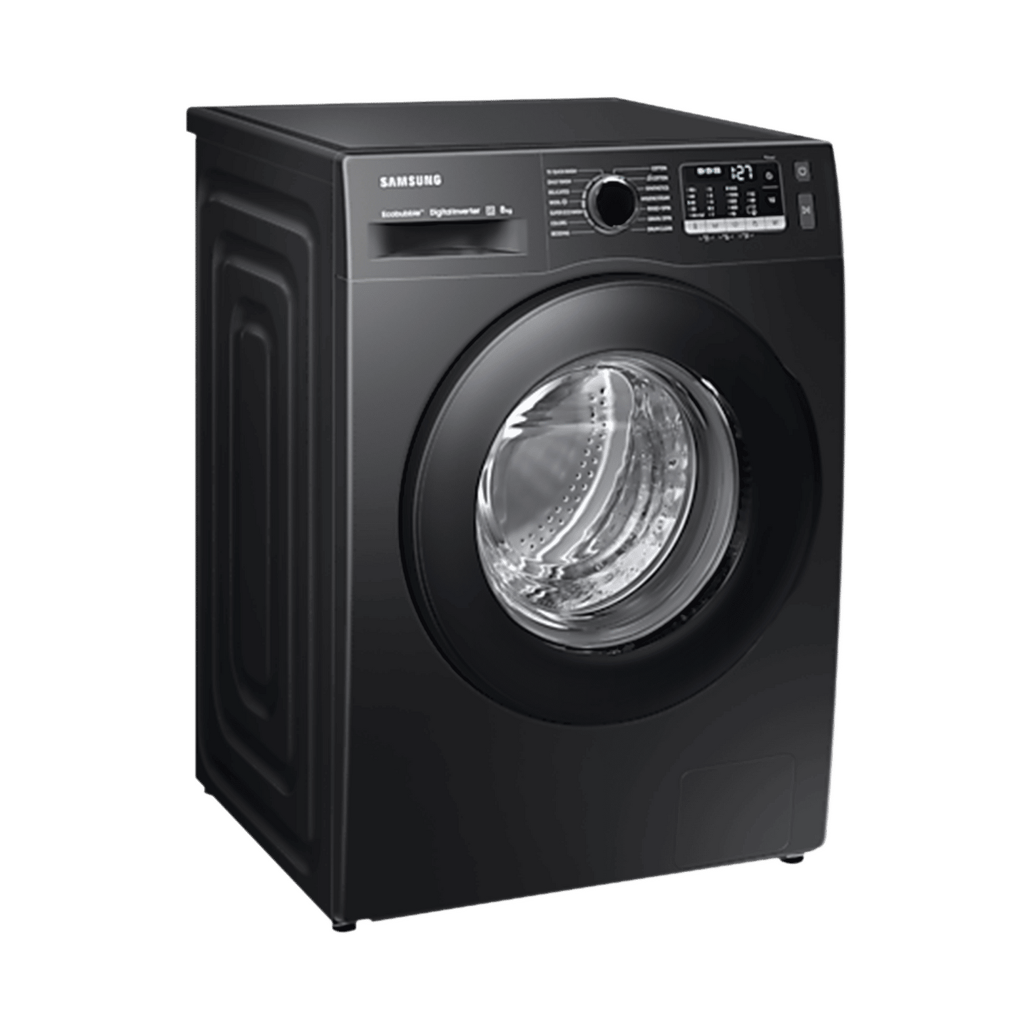 SAMSUNG 8 kg 5 Star Inverter Fully Automatic Front Load Washing Machine (WW80TA046AB1TL, Hygiene Steam, Diamond Drum, Black)
