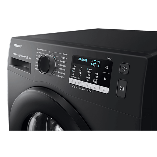 SAMSUNG 8 kg 5 Star Inverter Fully Automatic Front Load Washing Machine (WW80TA046AB1TL, Hygiene Steam, Diamond Drum, Black)