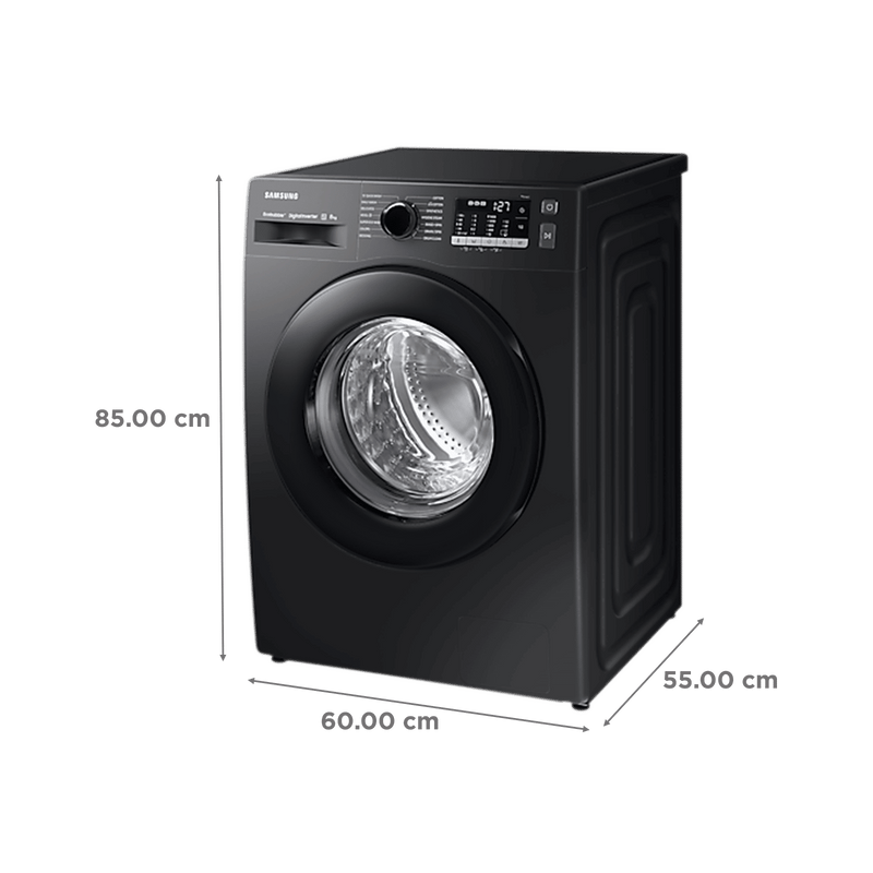 SAMSUNG 8 kg 5 Star Inverter Fully Automatic Front Load Washing Machine (WW80TA046AB1TL, Hygiene Steam, Diamond Drum, Black)