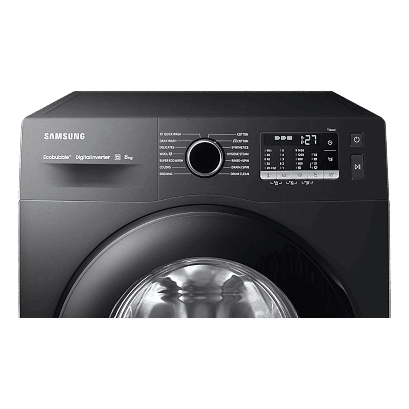 SAMSUNG 8 kg 5 Star Inverter Fully Automatic Front Load Washing Machine (WW80TA046AB1TL, Hygiene Steam, Diamond Drum, Black)