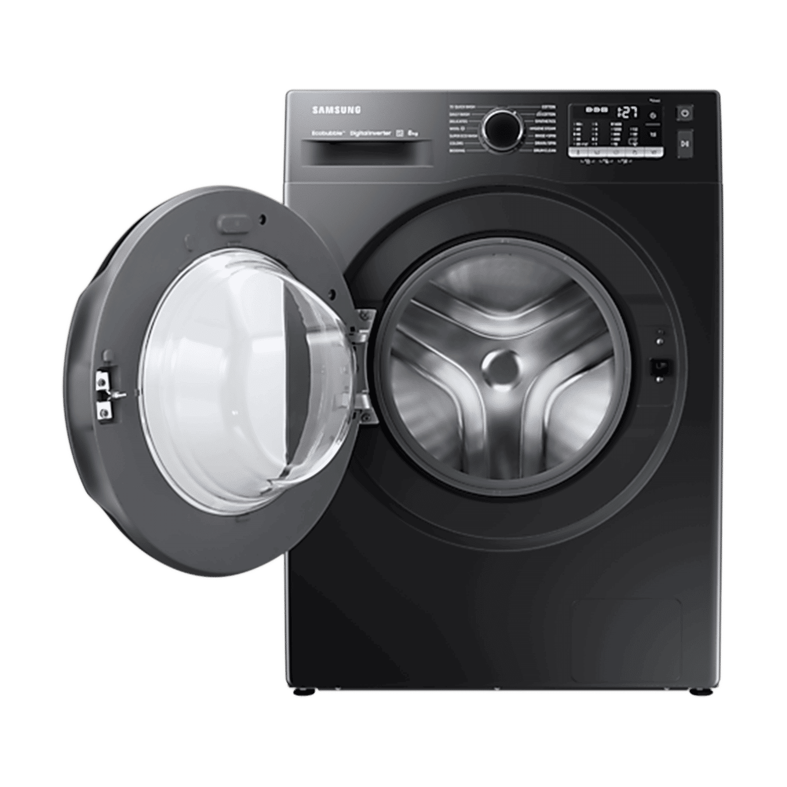 SAMSUNG 8 kg 5 Star Inverter Fully Automatic Front Load Washing Machine (WW80TA046AB1TL, Hygiene Steam, Diamond Drum, Black)