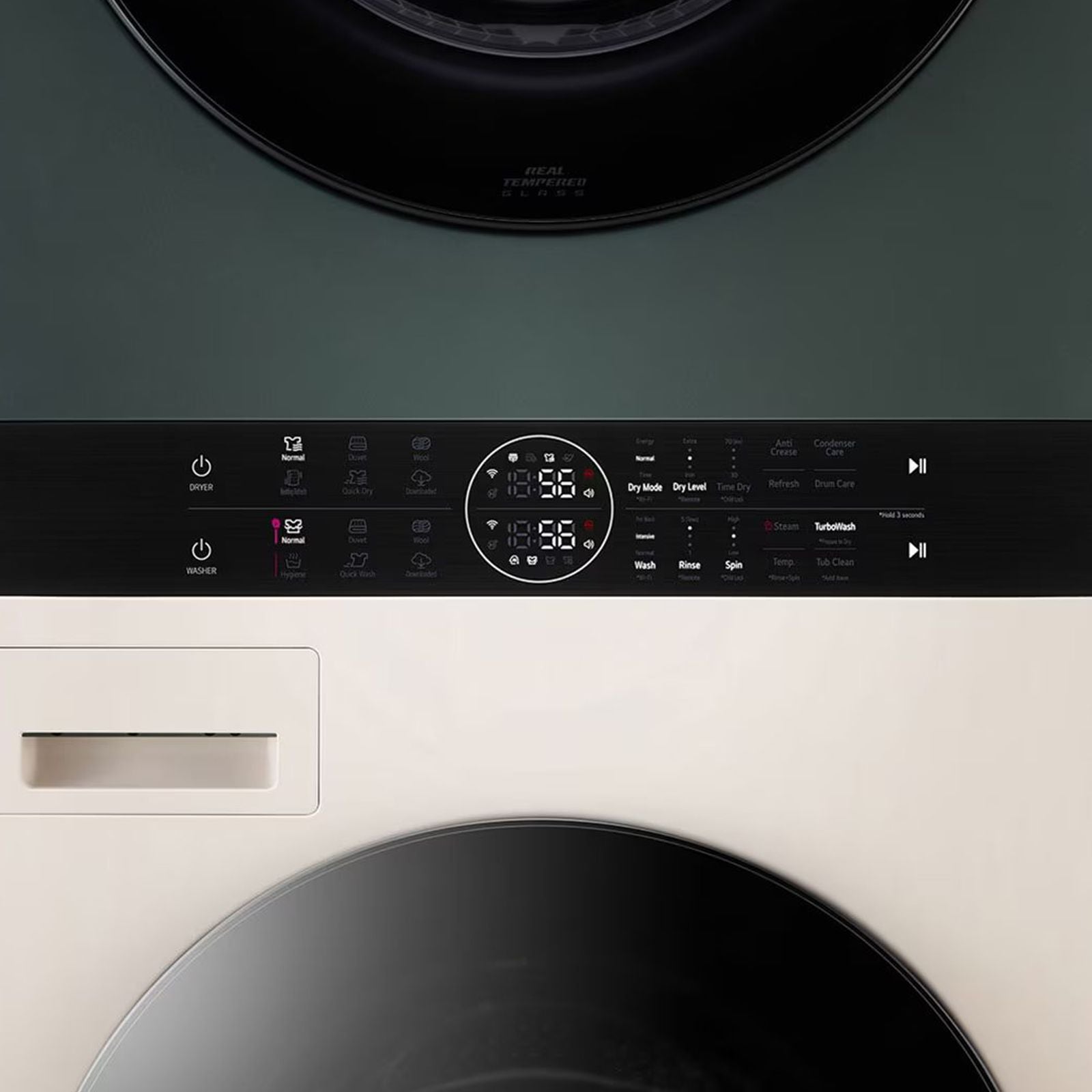 LG WashTower 13 kg/10 kg Fully Automatic Front Load Washer Dryer Combo (AI Direct Drive, FWT1310BG.ABGQEIL, Green and Beige)